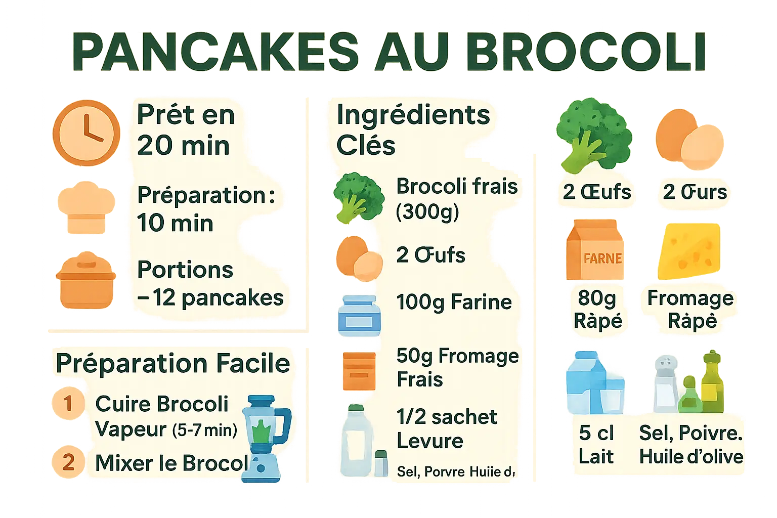 <strong>Pancakes au brocoli</strong> dorés sur une poêle