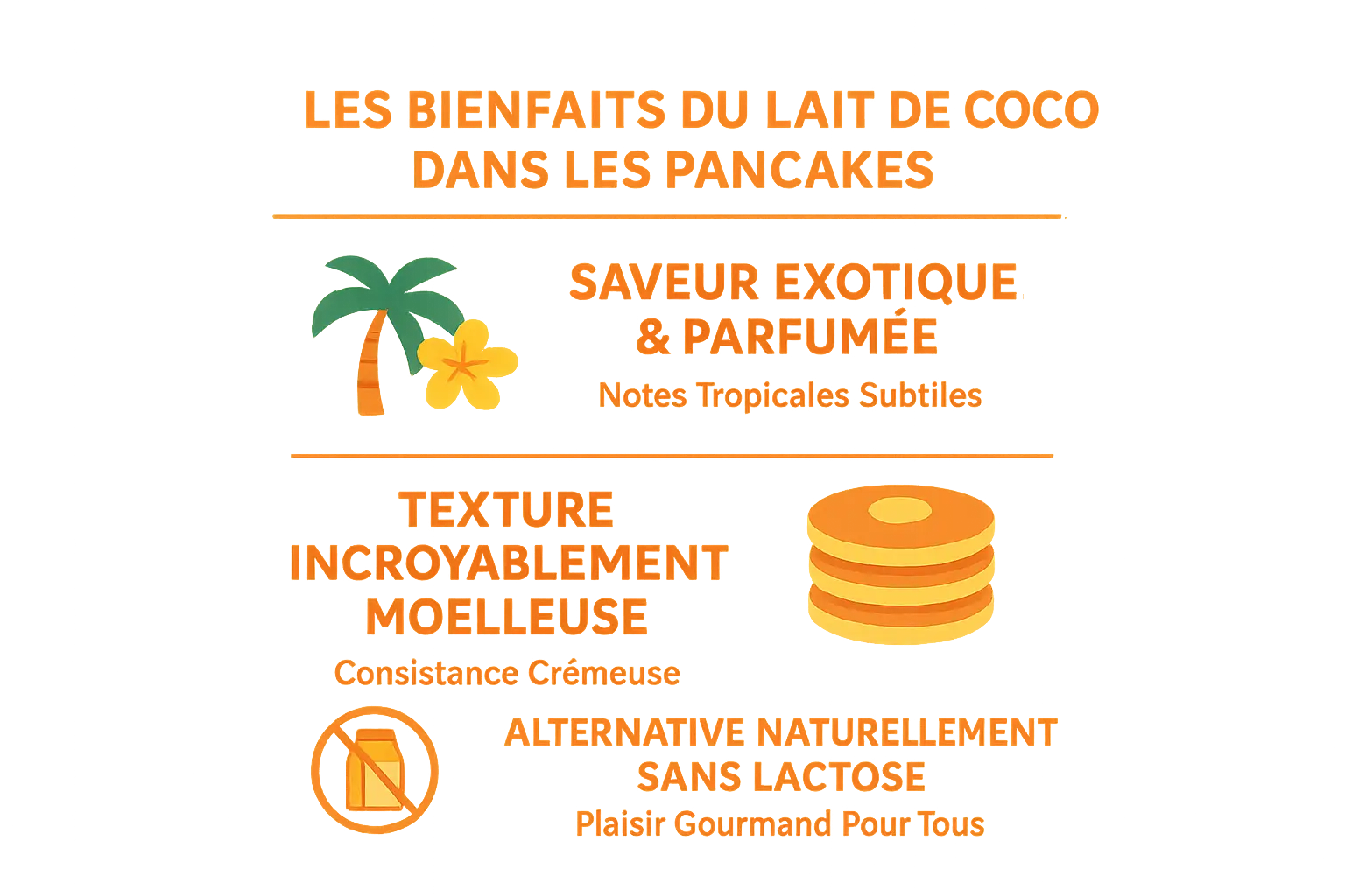 Pancakes au lait de coco dorés et empilés avec des fruits tropicaux