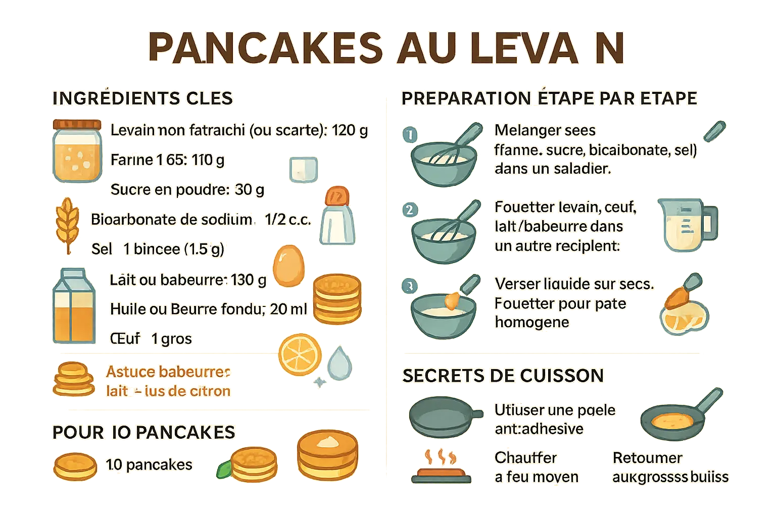 Pancakes au levain dorés sur une poêle