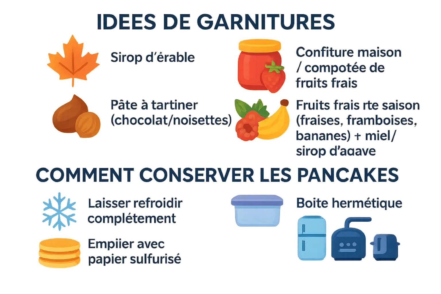 Pancakes moelleux avec différentes garnitures et astuces de conservation
