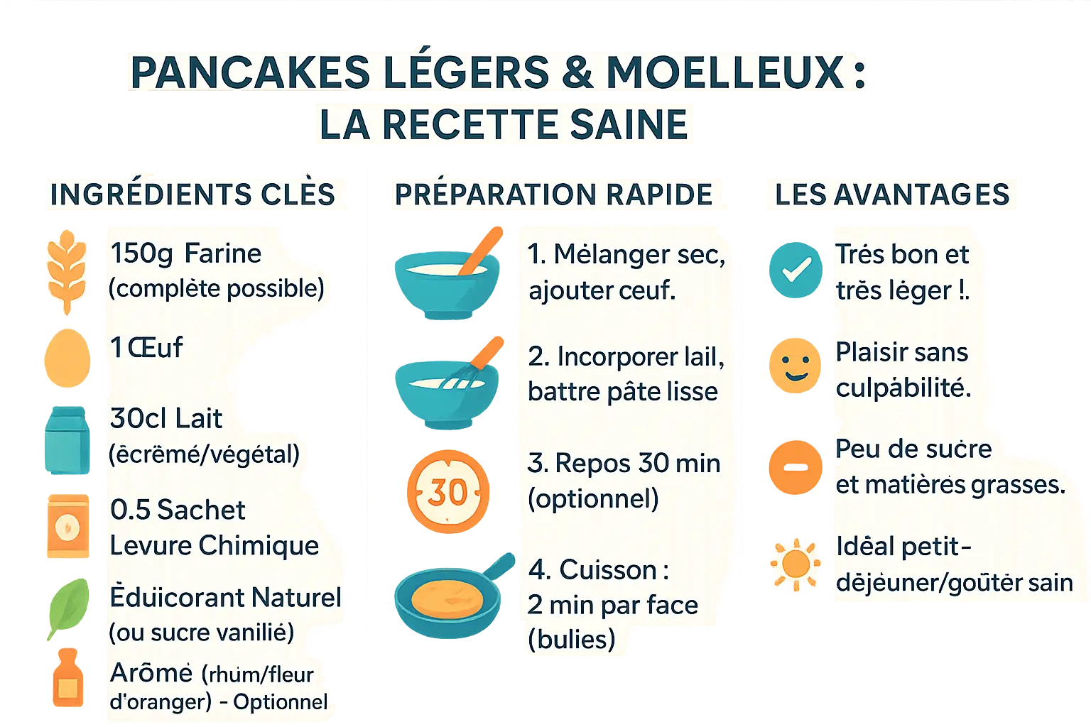 Pancakes légers et moelleux sur une assiette avec des fruits frais