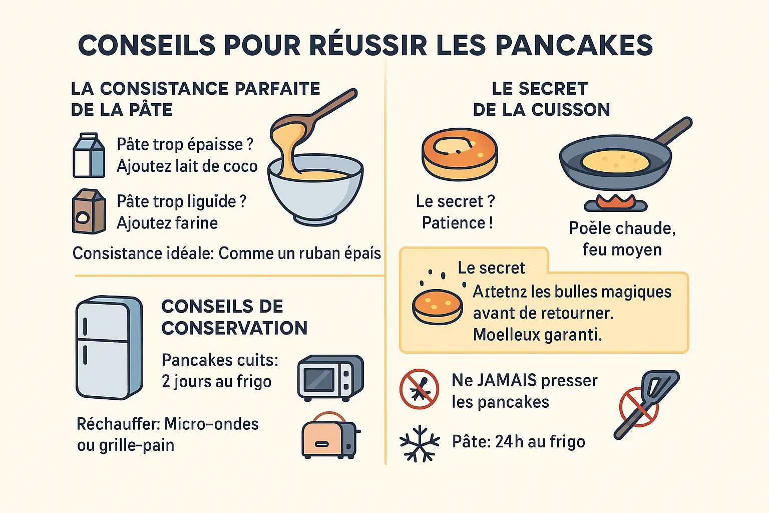 Pancakes dorés au lait de coco, présentés avec des fruits frais et du sirop d'érable