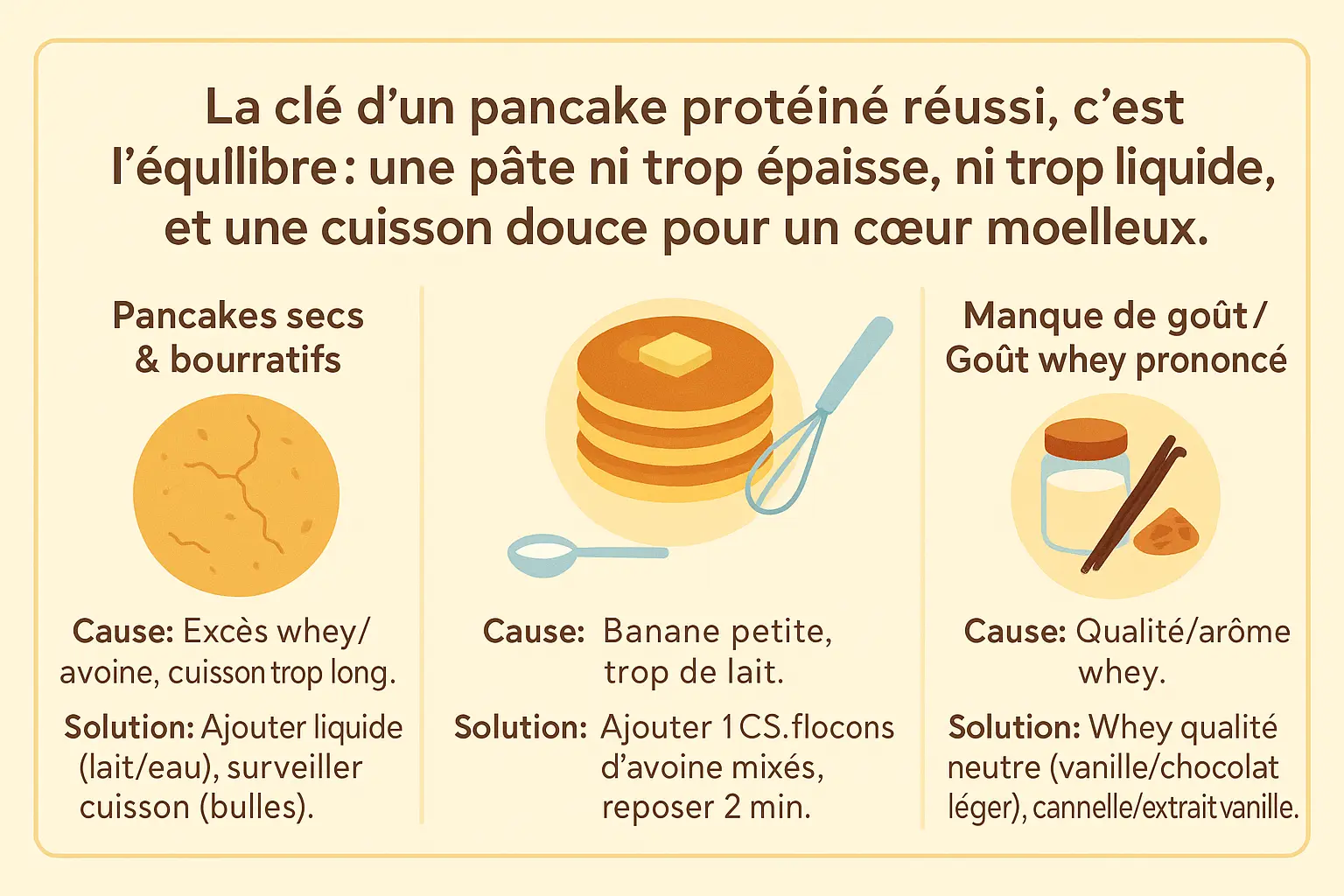 Pancakes réussis avec solutions aux problèmes courants