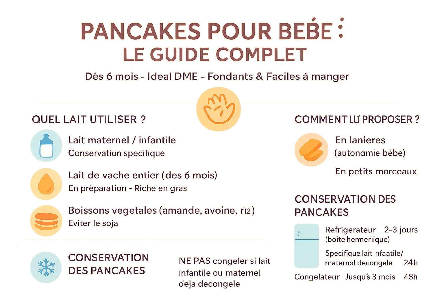 Pancakes à la banane pour bébé, servis en lanières sur une assiette colorée