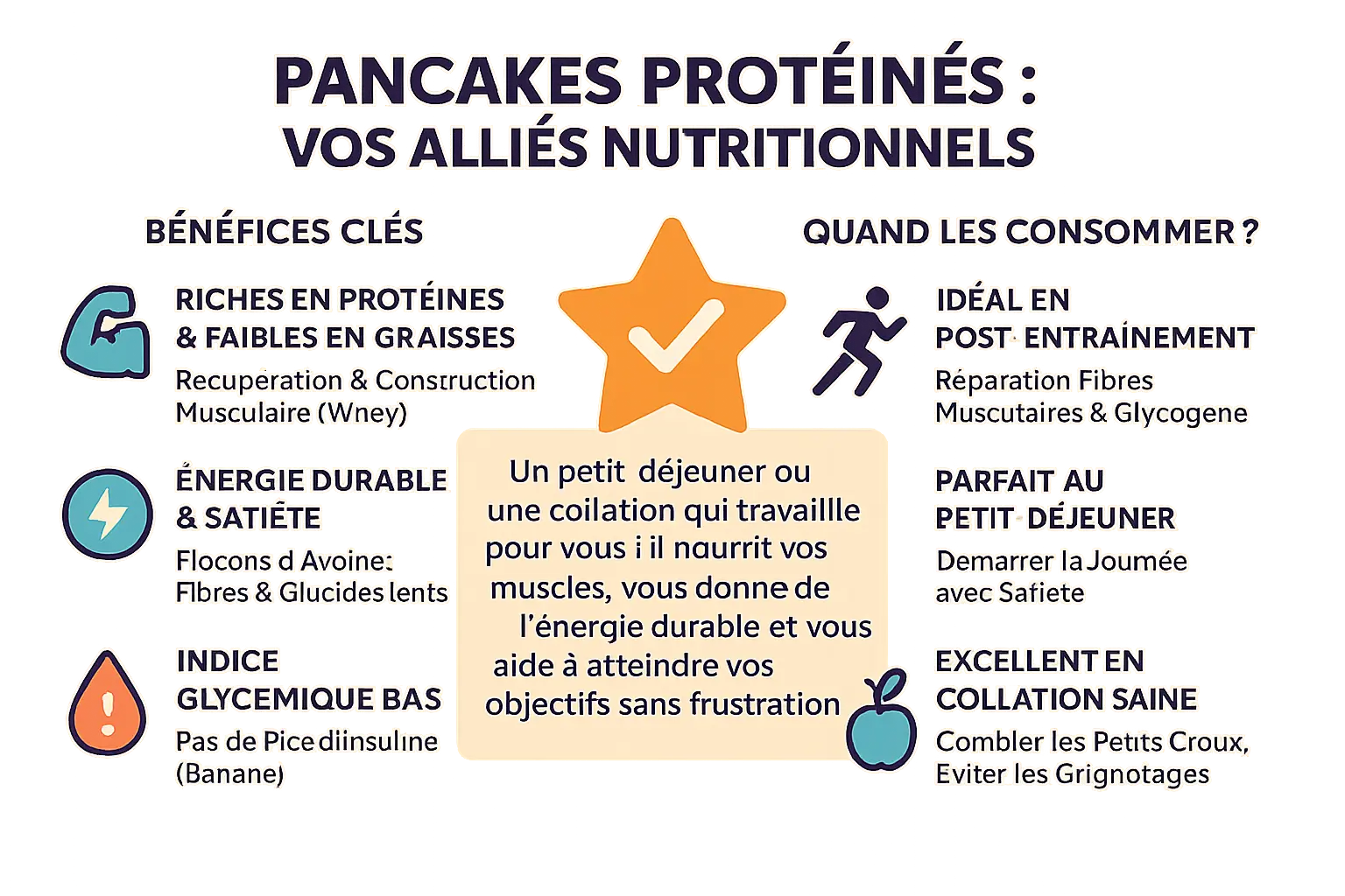 Pancakes protéinés posés sur une assiette avec des fruits frais et une cuillère de whey
