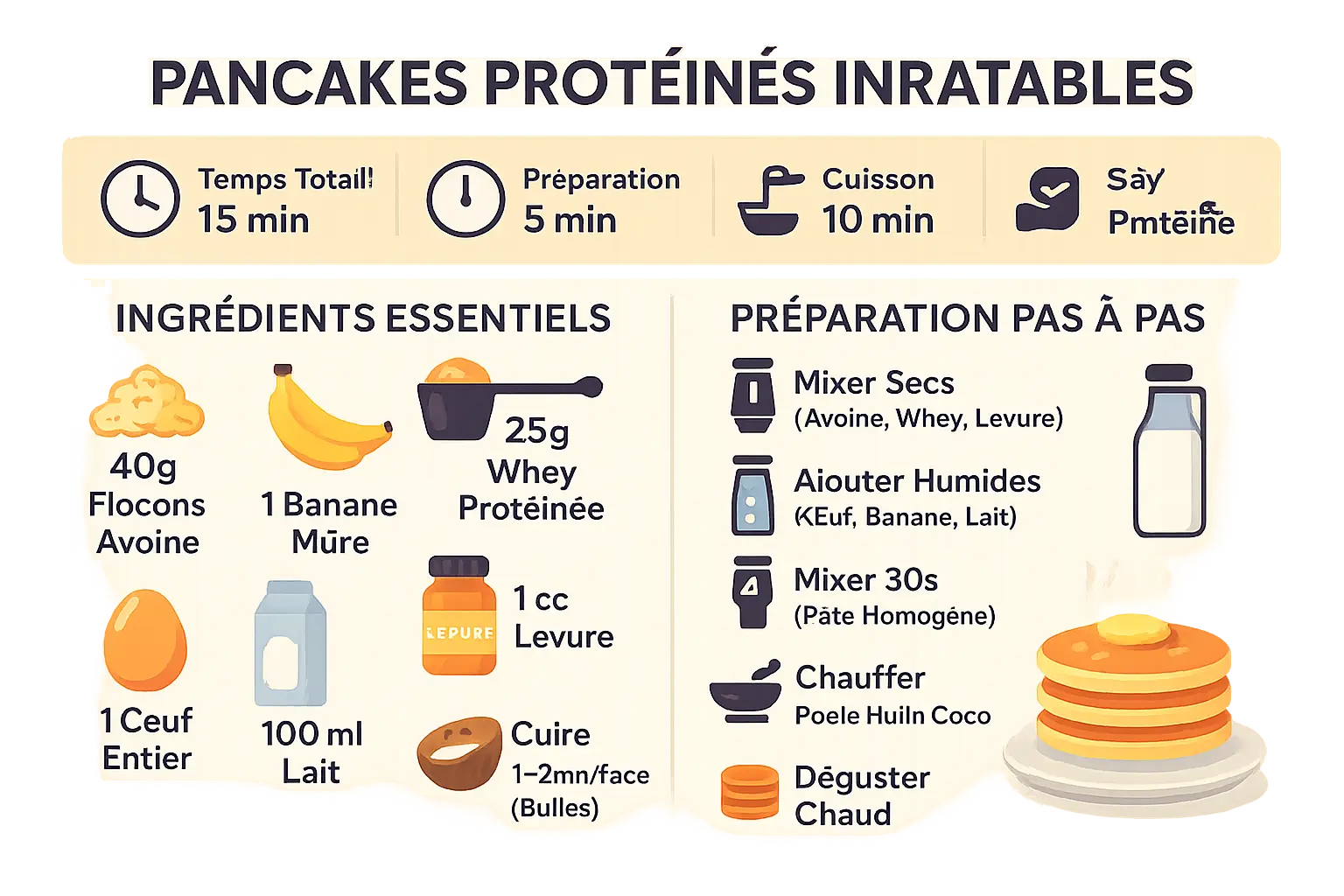 Pancakes protéinés à la whey, prêts en 15 minutes