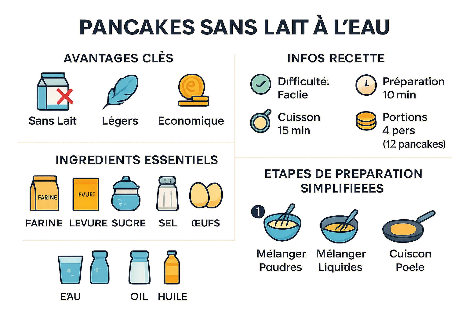 Pancakes moelleux sans lait sur une assiette colorée