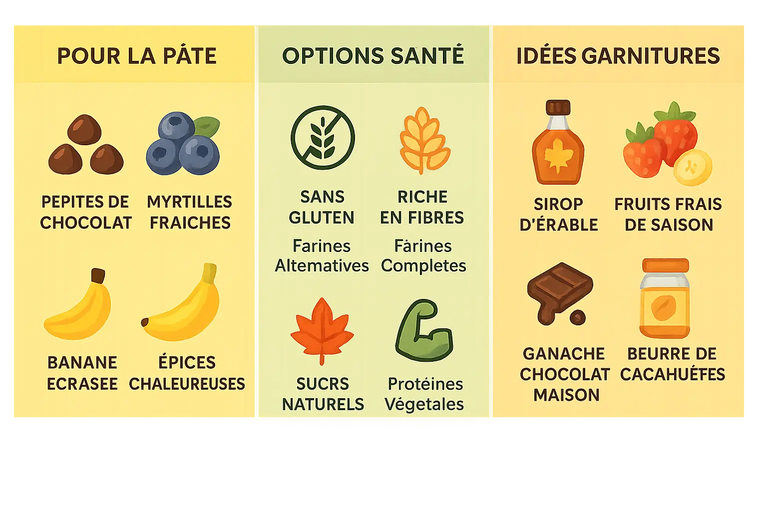 Pancakes vegan empilés avec différentes garnitures colorées