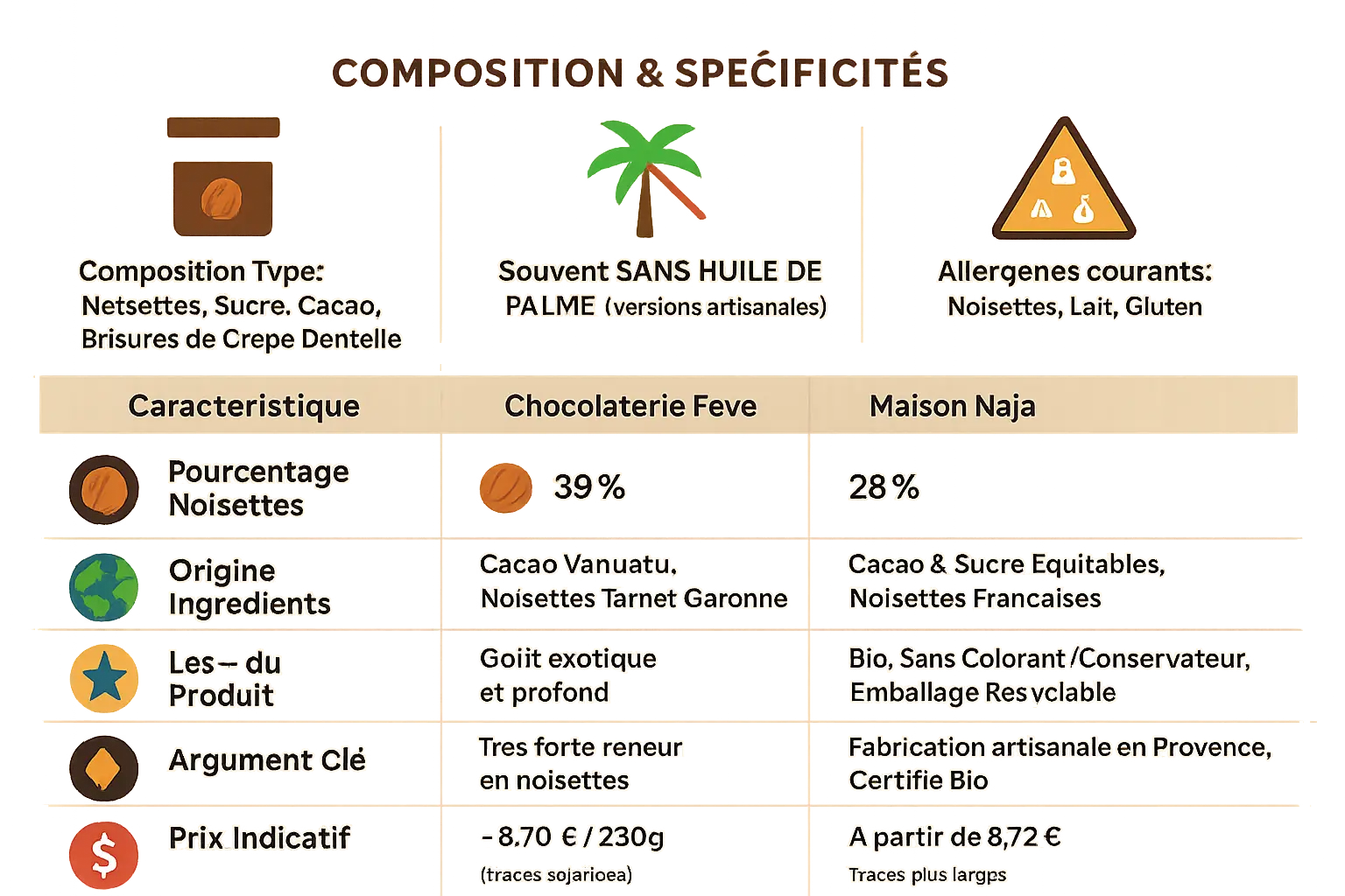 <strong>Comparaison des pâtes à tartiner artisanales</strong> Crêpe Dentelle