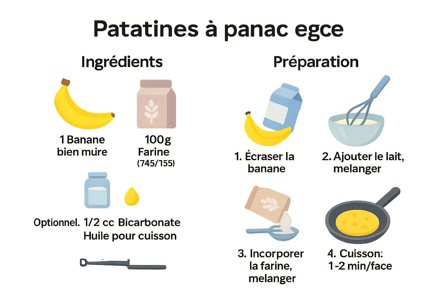 Pancakes à la banane dorés sur une poêle