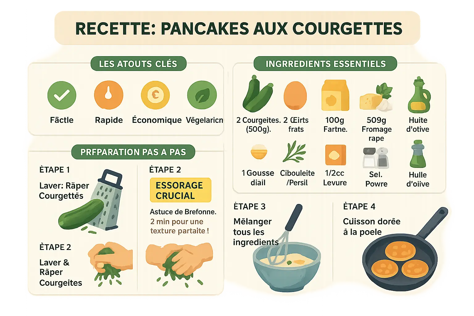 Pancakes aux courgettes dorés dans une poêle