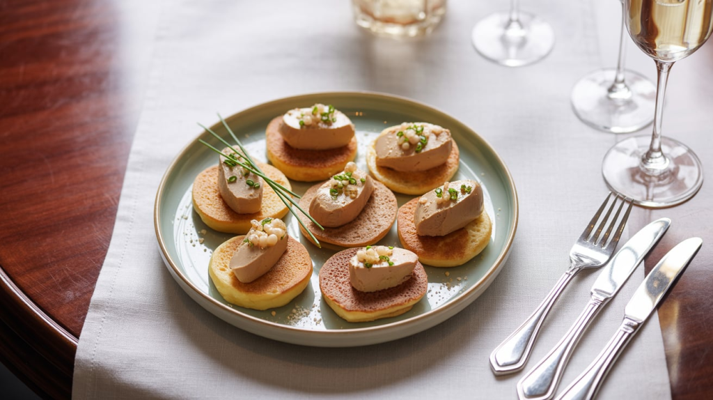 Savourez l'élégance de votre apéritif avec ces blinis gourmands au foie gras, une recette raffinée et festive, parfaite pour surprendre vos invités lors des grandes occasions.